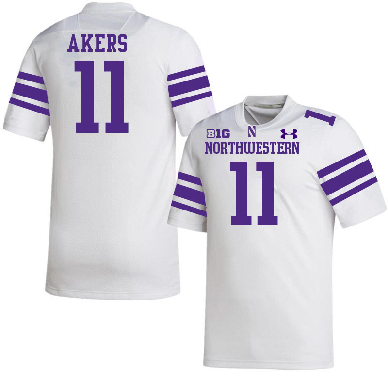 Northwestern Wildcats #11 Luke Akers College Football Jerseys Stitched-White